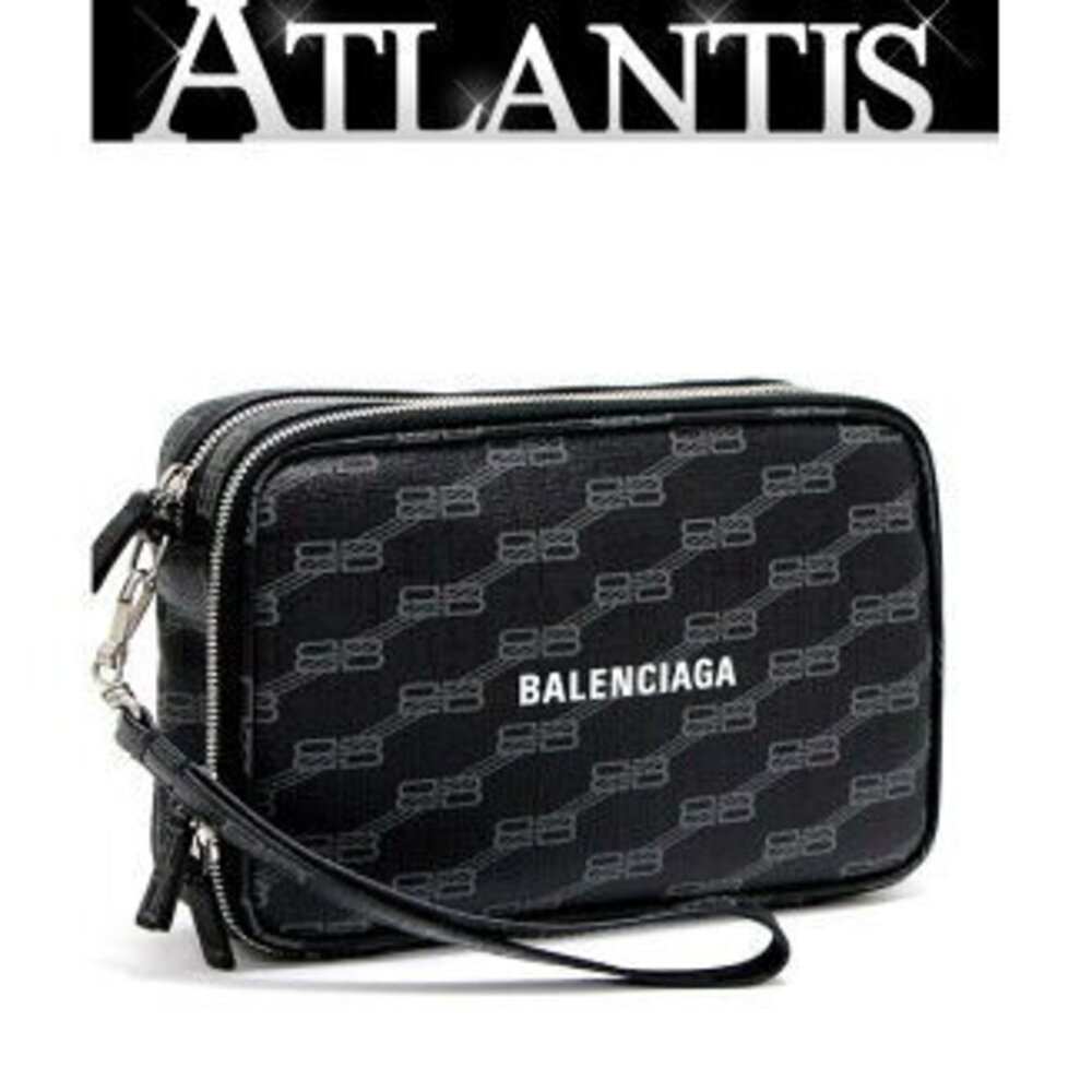 Balenciaga logo clutch bag Clutch leather black